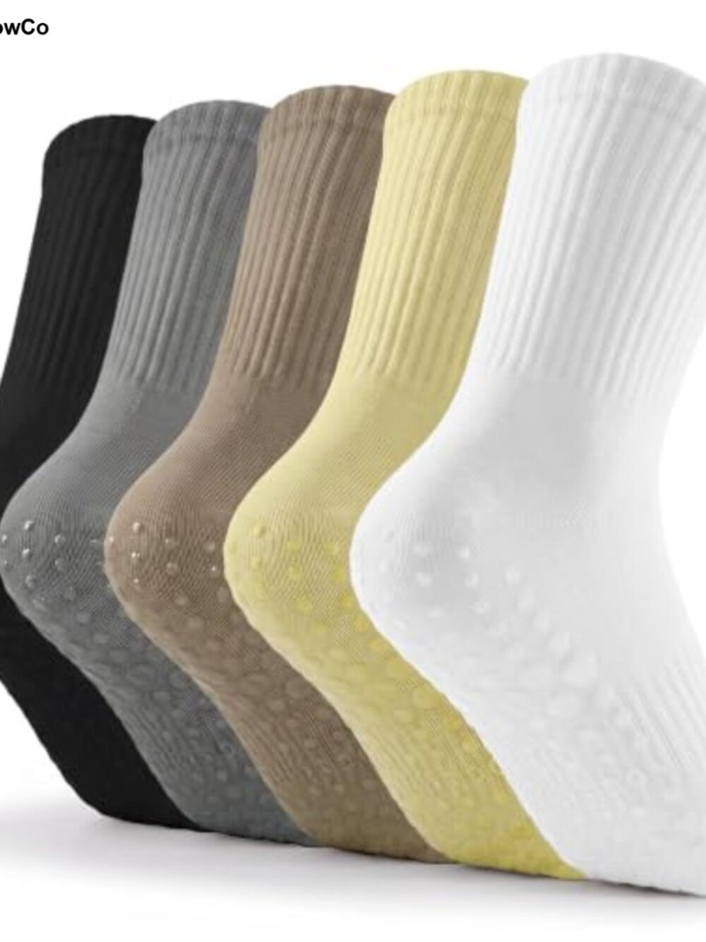 Cotton Non Slip Yoga Grip Crew Socks for Women Pilates Calf